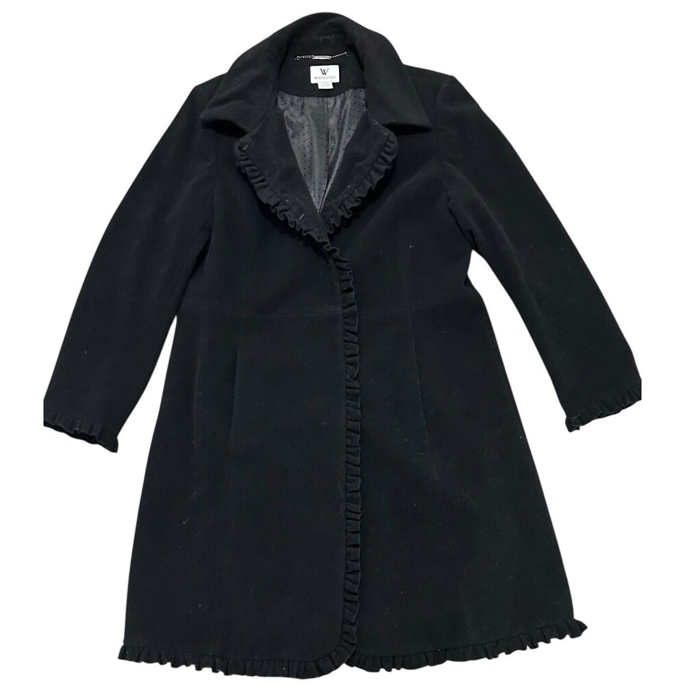 WORTHINGTON Womens Black Coat Single Breasted With Pockets Size XL Preowned